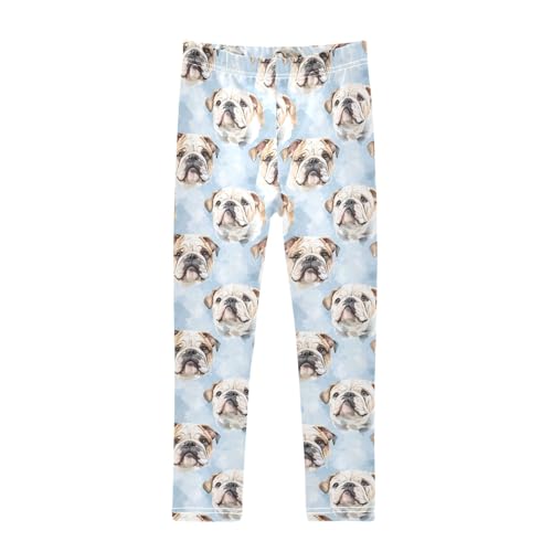 Cute Bulldog Head A Girls Leggings Athletic Pants Tights Stretch Bottom