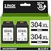 304XL Cartuchos para HP 304 Cartuchos de Repuesto para HP 304 Cartuchos de Impresora para HP Envy 4500 4504 5530 5534 DeskJet 2540 2050 2544 3050 OfficeJet 2620 4630 4632 impresoras (2 Negro)