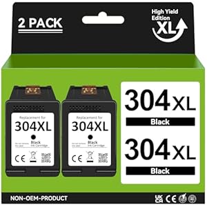 304XL Cartuchos para HP 304 Cartuchos de Repuesto para HP 304 Cartuchos de Impresora para HP Envy 4500 4504 5530 5534 DeskJet 2540 2050 2544 3050 OfficeJet 2620 4630 4632 impresoras (2 Negro)