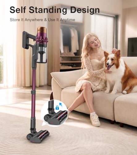 Cordless Vacuum Cleaner, 600W 55KPa Vacuum Cleaners for Home, Powerful Self-Standing Stick Vacuum - image 8