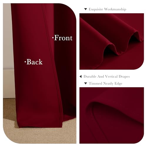 Image of PONY DANCE Christmas Burgundy Red Blackout Curtains and Drapes, Thermal Insulated Solid Rod Pocket Blackout Draperies /Panels for Gift (2 Panels, W 42 x L 36 inches, Red)