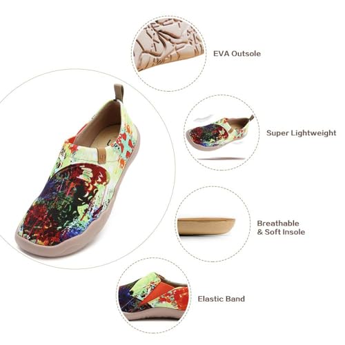 Image of UIN Women's Artistic Slip-On Shoes Vibrant Floral Casual Loafers Lightweight Comfortable Travel Footwear