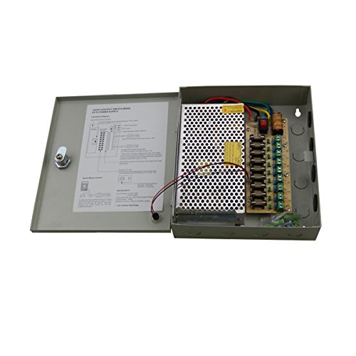 12V DC 9-Channel Distributed Power Supply Box 180W 15A Individual Fuse for CCTV Security Camera and More