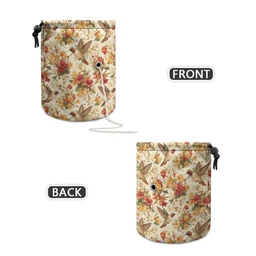 Image of Sellikakes Hummingbird Floral Retro Crochet Organizer Yarn Holder, Portable Knitting Bag Crochet Storage Bag Store Crocheting Supplies Needles Skein Balls Sewing Accessories