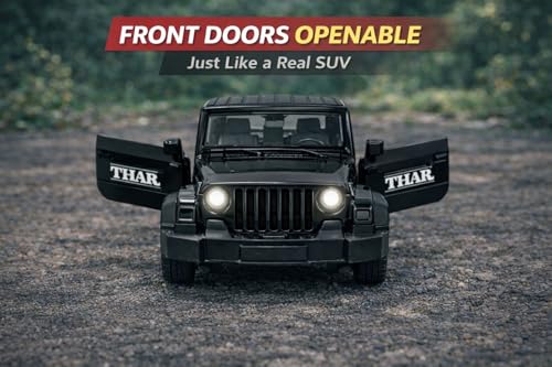 Image of Brand Conquer Defender 1:36 Diecast Model | Openable Doors, Bonnet & Boot for Kids and Collectors | Alloy Metal Car Toy | Perfect for Play & Display (Thar Black)