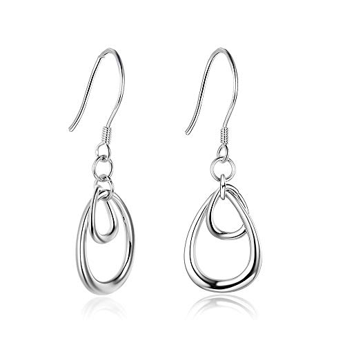 Boucles d'oreilles argent 925 pendantes goutte d'eau géométriques élégantes