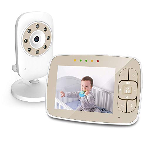 IKQIEOR Baby Monitor- Video Baby Monitor with Camera and Video, Two-Way Audio, Infrared Night Vision, 2 x Zoom and Lullabies Play (3.5 inch)