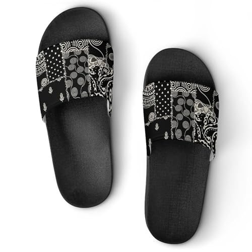 Patchwork Paisley Textile PVC Slippers Sandals for Women Men Open Toe Soft Cushioned Non-Slip Sandal for Indoor Outdoor