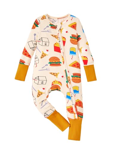 Image of PATPAT Baby Pajama with Bamboo Viscose, Footie Jumpsuit Romper with 2-Way Zipper for Baby Boy Girl Toddler Sleeper Sleepwear