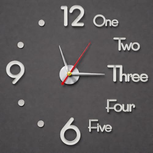 Image of PulGos 90cm Giant DIY Wall Clock - 3D Modern Number Sticker for Home, Office, Living Room, Bedroom & Hall - Large Frameless Self-Adhesive Wall Decor - Stylish Acrylic Statement Timepiece for Interior