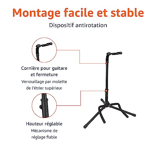 Amazon Basics Support de guitare pliable et réglable pour acoustiques et électriques, guitares basses et banjos, Noire - Les Beatles, Paul McCartney, John Lennon, RIngo Starr, George Harrison Amazon Basics Support de guitare pliable et réglable pour acoustiques et électriques, guitares basses et banjos, Noire – Image 4
