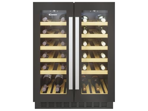 CANDY DiVino CCVB 60D/1, Vinothèque Integrable Deux Zones 119L, 38 bouteilles, contrôle indépendant, 12 étages, traitement anti-UV, compresseur silencieux,...