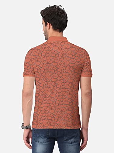 Image of BULLMER Beige Trendy Printed Half Sleeve Polo T-shirt for Mens
