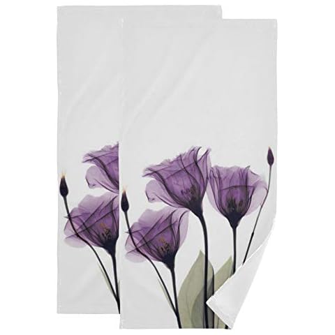 Tulip Lavender Hand Towels Purple Flowers Towel Set of 2 Spring Summer Small Bath Towels Soft Guest Face Towel Bathroom Decorations Thin Kitchen Tea Dish Towels 14x28 in Cover