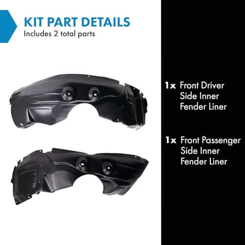 Image of TRQ Front Inner Fender Liner Set Compatible with 2009-2020 Dodge Journey CH1248167 CH1249167
