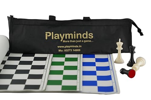 Image of 20 inch Fide Standard Professional Vinyl Roll Up Chess Set with Extra Queens, Carry Pouch and Bag - Perfect for Chess Players and Tournament