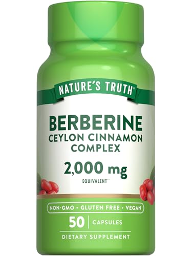 Nature's Truth Berberine with Ceylon Cinnamon Complex | 2,000mg | 50 Vegan Capsules | Vegan, Non-GMO, and Gluten Free Supplement
