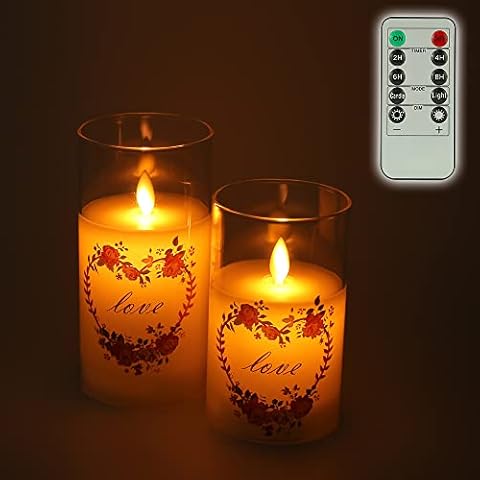 Flickering Flameless Candles: LED Pillar Candles with Imitation Glass - Acrylic Battery Candles with Remote and Timer, Pack of 2 Cover