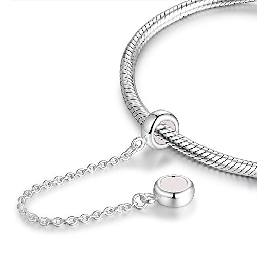 GW Sterling Silver Rubber Charm Stopper Spacer Safety Chain for European Cable Chain Charm Bracelets (Normal Silver ST010)3