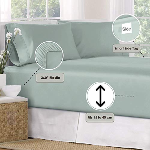 Pizuna Pure Combed Cotton Small Double Fitted Sheet Seafoam Sage - Image 3