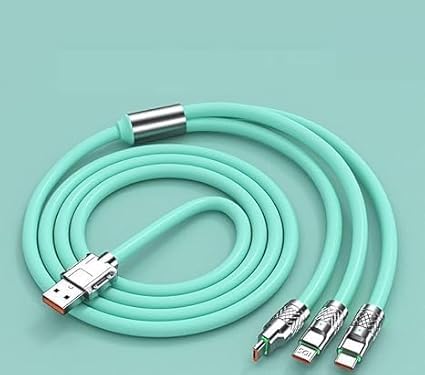 Image of Original 3 in 1 Unbreakable 6A(120W) Fast Charging 1.2m Type C Cable for Smartphones, Tablets, Laptops & Other Type C iOS Devices, 480Mbps Data Sync, Quick Charge 3.0 (Mint Green) (APR118)