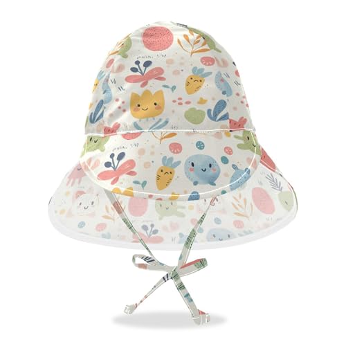 Cartoon Childish Monsters Light Color Baby Boys Girls Beach Hats Boys Caps Girl UPF 50+ Protection Large Brim Traveling Swim