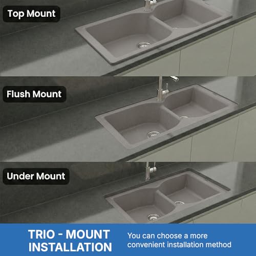 Image of JAYKO Quartz Acrylic Kitchen Sink for Modular Kitchen | Granite Finish, Scratch & Heat Resistant | Easy to Clean & Stylish Sink for Home (UBR, 40x20in)