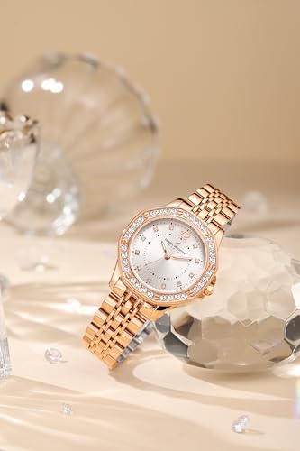 Image of Daniel Hechter Paris Vendome Collection Analog Watch for Women with Round Dial, Crystal Studded Bezel, Crystal Accents and Stainless Steel Strap - DHW2009