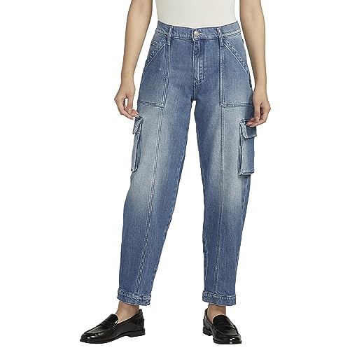 Silver Jeans Co. Women's Denim High Rise Cargo Pants-Legacy
