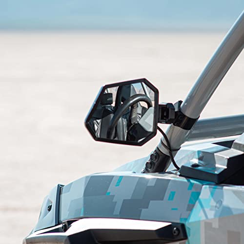 Image of CUERO PRO Black 2.0 inch - Side Mirrors for UTV Set - UTV Mirror Set Includes 2 Mirrors - Compatible with Bar Size of 2.0 inch - RZR Rear View Mirror Built to Go Off-Road