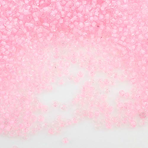 Perlin 6500 Pieces Glass Pink 2 mm Round Pony Seed Beads, Yellow,Blue,White,Green,Pink,Black,Purple, 1,8 mm ~ 2 mm