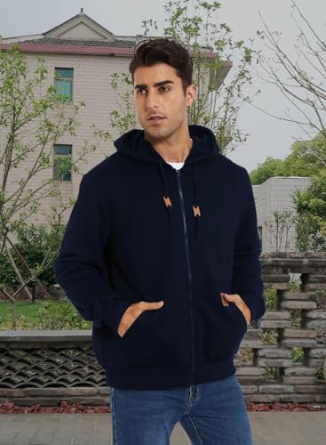 BAYAMO Men's Zip-Up Hoodie,Full Zip Loose Fit Midweight Flannel Hooded Fleece Sweatshirt with Drawstring and Pocket,S-2XL2