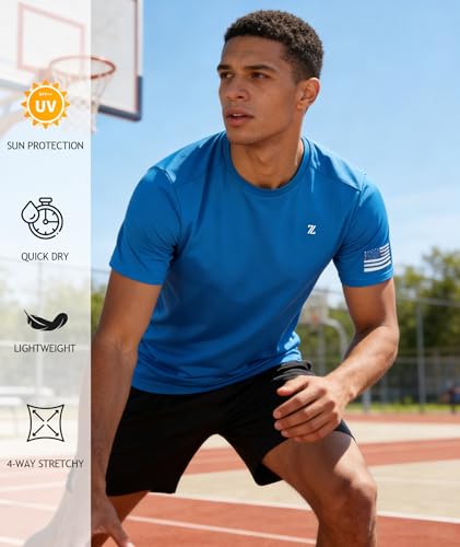 WENTTUO Men's Swim Shirt Short Sleeves UPF 50+ Rash Guard Fast Dry Swimming Rashguard Tee Shirt UV Protection Running Athletic T-Shirts Sky Blue - image 6