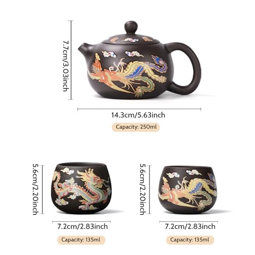 Juego de té chino con tetera dragón de 250 ml y tazas mágicas 8