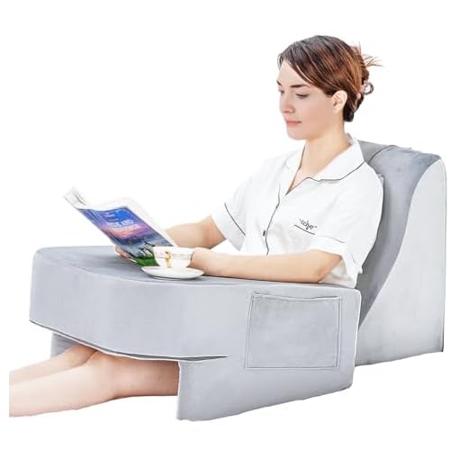 Reading Pillow with Wedge Pillow for Bed Sitting Up and Back Pain Relief|Laptop Lap Desk Gaming Pillow|Memory Foam for Acid Reflux,Sleeping,Gerd For Adults(Gray, Reading Pillow and Wedge Pillow-Large)