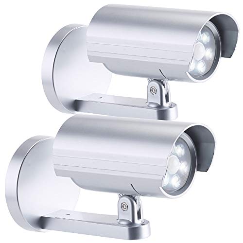 Fake Überwachungskameras: 2er-Set 2in1-Dummy-Außen-Kameras & -Leuchten mit Bewegungsmelder, IP44 (Einbruchschutz-Attrappe)