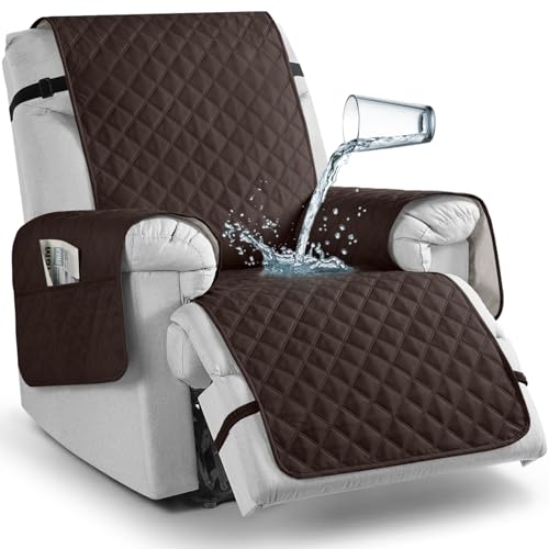 Image of TAOCOCO Non-Slip Recliner Chair Cover, Sofa Slipcover, Pet Cover for Small Chair With Elastic Straps, Washable Furniture Protector (23'' Small, Chocolate)