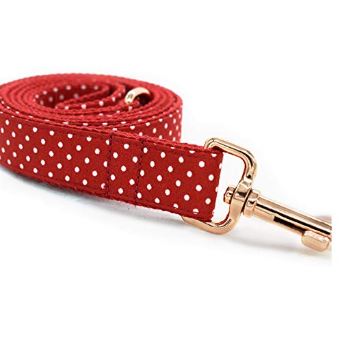 Hundeleine Haustier-Stil roter Punkt-Hundekragen mit Fliege und Leine einstellbar Pet Baumwollhund & Ampcat Halskette Goldschnalle Führleine (Color : A, Size : L)