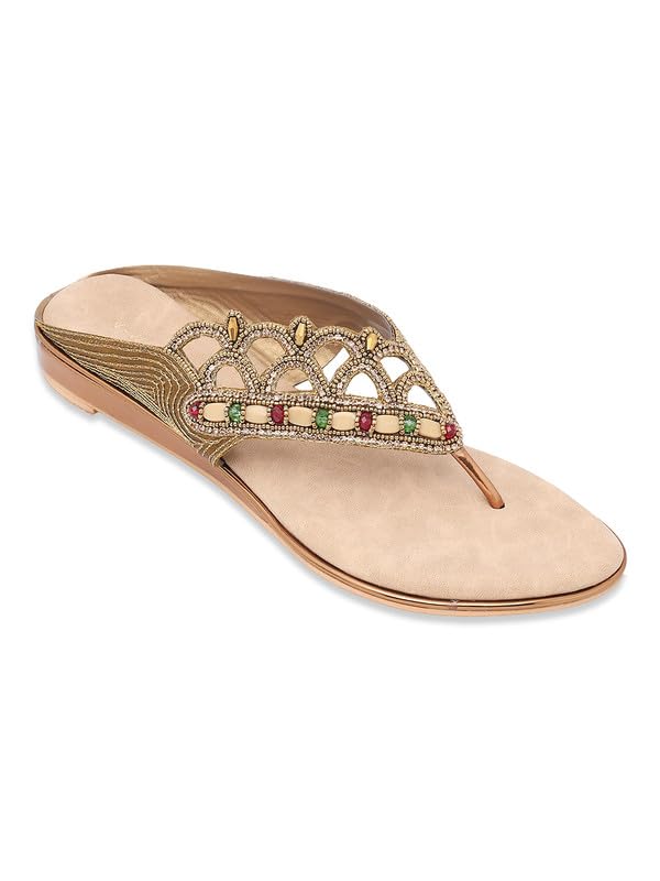 Big Size Women's Ethnic Embellished Toe-Ring Sandals | Traditional Festive Footwear
