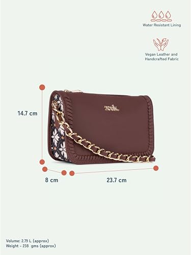 Image of ZOUK Small Shoulder Bag Bag for Women | Stylish Vegan Leather Shoulder Bag with Gold Chain Handle | Water-Resistant | Chic & Handcrafted Purse |