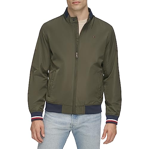 Tommy Hilfiger mens Tommy Hilfiger Men's Lightweight Varsity Rib Knit Bomber Jacket
