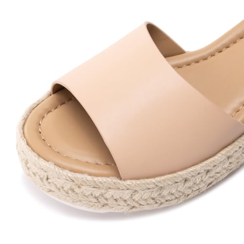 Image of Athlefit Women's Espadrille Platform Wedge Sandals | Adjustable Ankle Strap Buckle,Comfortable Open Toe Flatform,Summer Casual Daily Wear for All-Day
