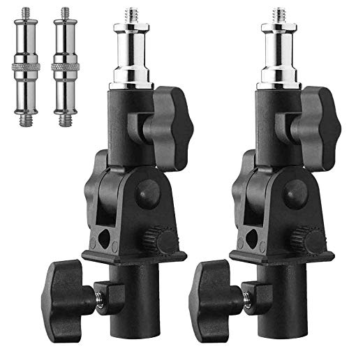 Selens ストロボブラケット 2個入り 180°角度調整可能 1/4と3/8インチネジ変換 フラッシュブラケット スタンド アンブレラ スタジオ