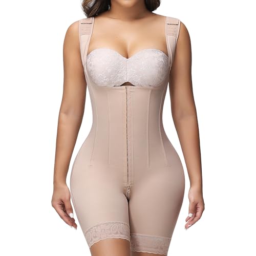 Image of SHAPSHE Fajas Colombianas Moldeadoras Open Bust Full Body Shaper with Bones | 9 Bones Waist Back Support, 3 Hooks Adjustable Compression, Stage 2 3 Faja Postpartum Post Surgery, Breathable Soft Fabric