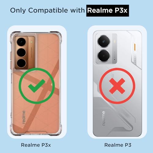 Image of Amazon Basics Back Cover for Realme Narzo 80x 5G / Realme P3x 5G / Realme 14X 5G PC + TPU Clear Transparent Raised Edges Shockproof Protective Phone Bumper Case(Transparent)