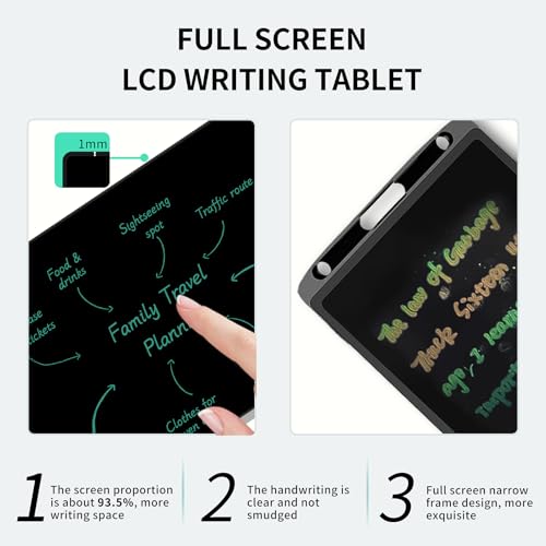 Image of Reusable LCD Writing Tablet For Adult: 9.5 Inch Full Screen Digital Drawing Tablet Erasable Digital Notepad Business Office Students Home Gifts For Birthday, Black