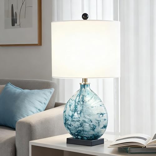Lámpara de mesa azul de vidrio 24” Maxax miniatura 7