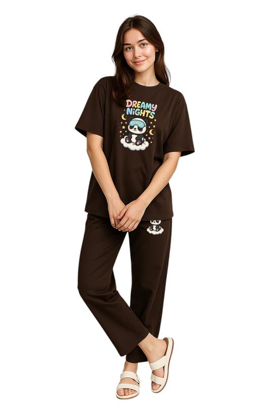 Image of My Swag Womens Cotton Night Suit | T-Shirt and Lower | Summer and Winter Sleepwear