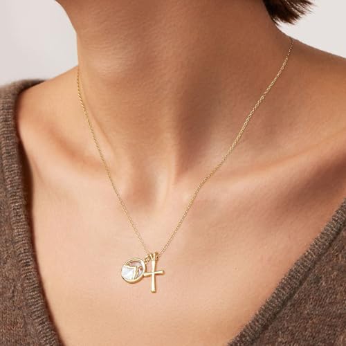 Image of Mustard Seed Cross Necklace for Teen Girls Women, Moving Mountains Faith Christian Religious Birthday Jewelry Gifts