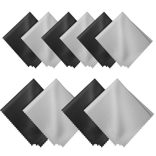 BOJIDO メガネ拭きクロス マイクロファイバー 10枚セット 15×15CM 弦楽器クロススマホ メガネ拭き 液晶画面拭き パソコン カメラのレンズ ガラス製品 貴金属 ジュエリー 天然石 時計拭き取り(ブラック+グレー)